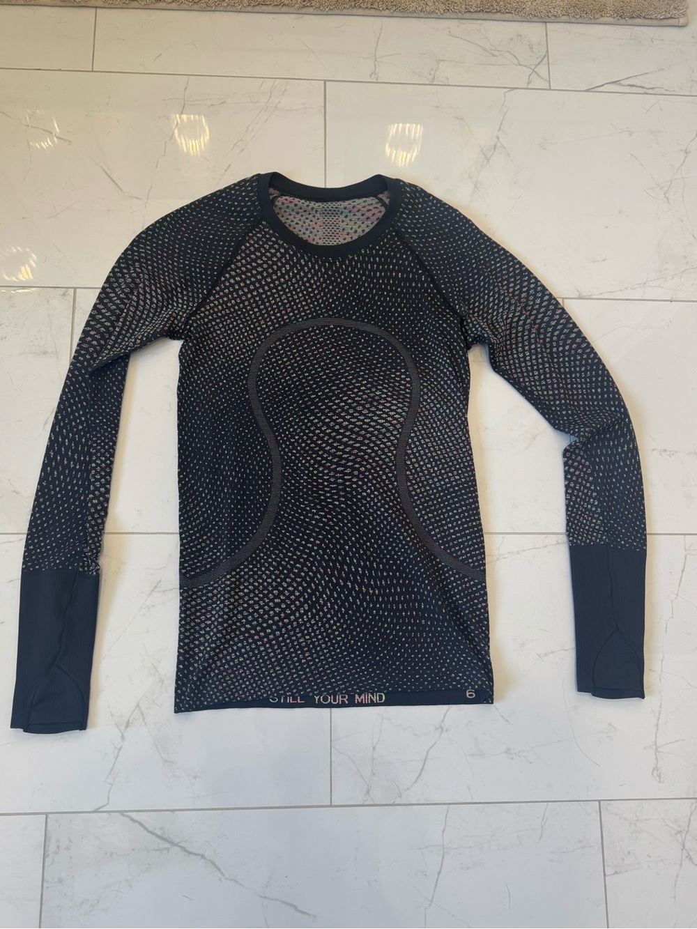 Lululemon Women Grid Warp Black Swiftly Tech Long Sleeve 2.0 Seamless Shirt 6